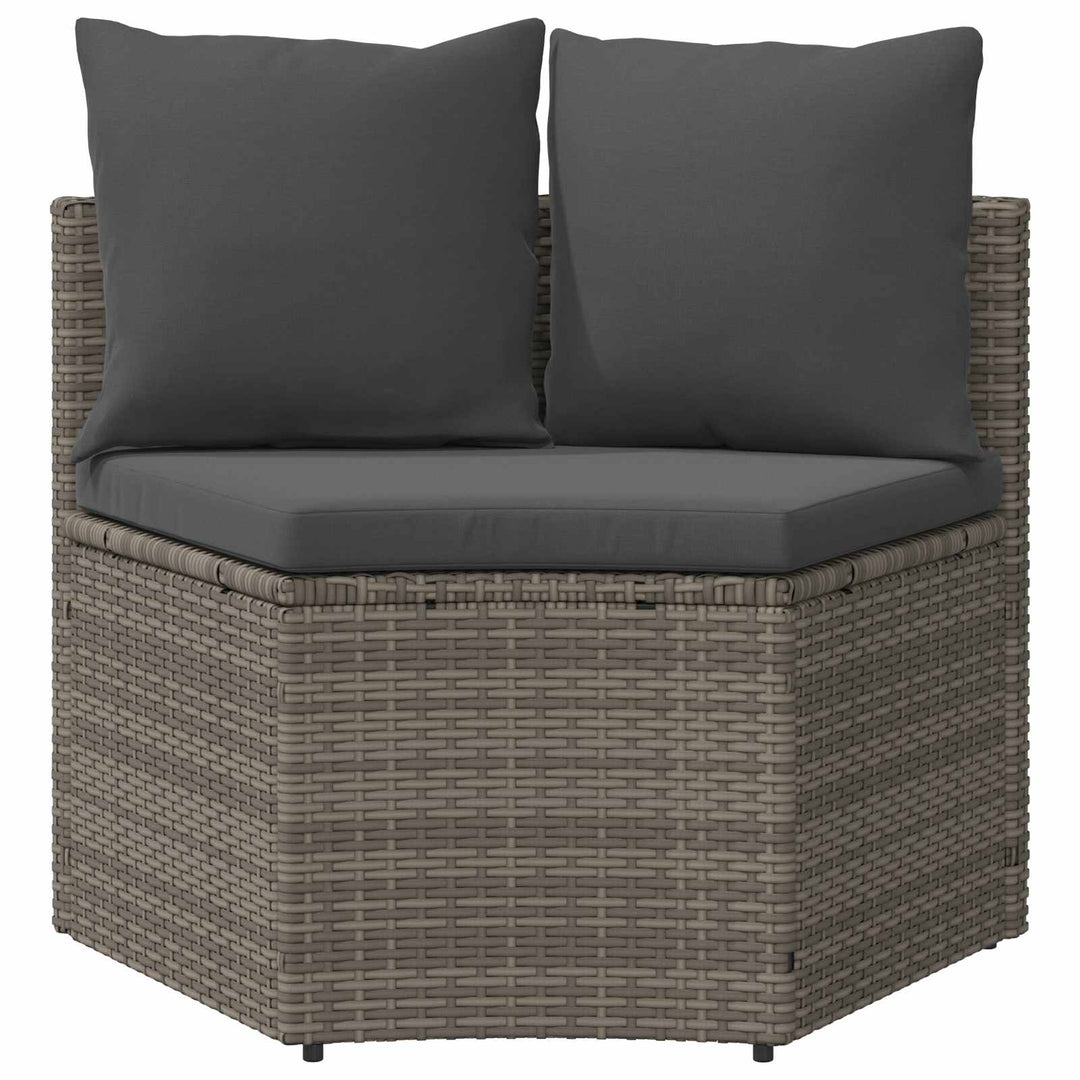 Sofa Sæt 2 stk. Grå Massiv akacietræ og poly rattang