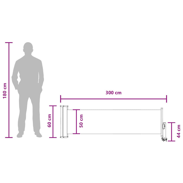 Side Markise 60 x 300 cm Rektangulær Hvid
