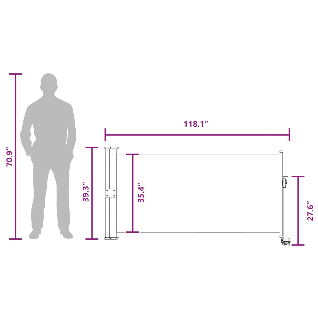 Side Markise 100 x 300 cm 100% polyester jern stål Rektangulær