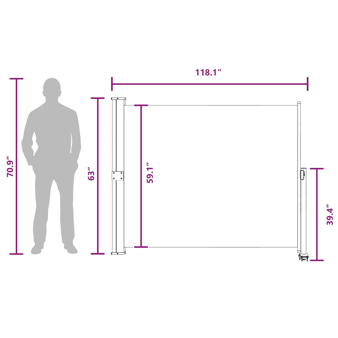 Side Markise 160 x 300 cm Rektangulær Antracit