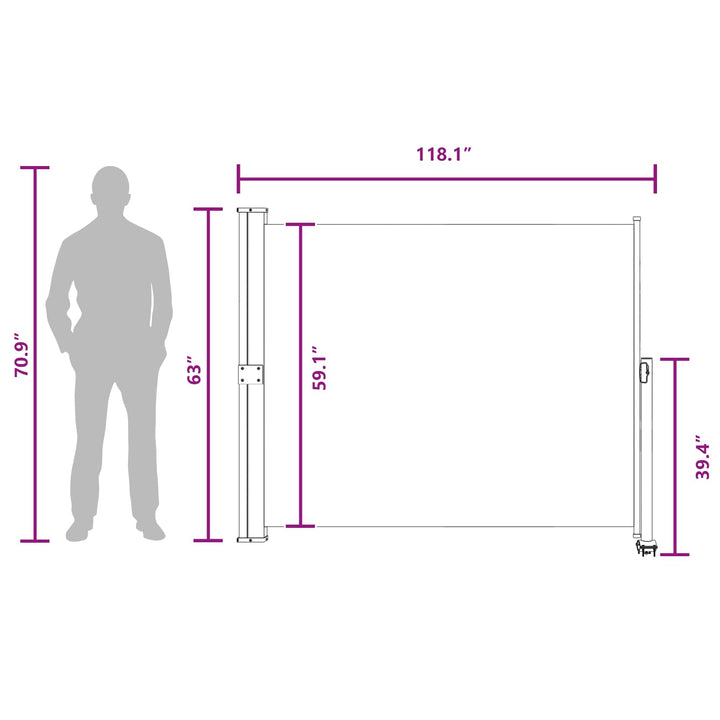 Side Markise 160 x 300 cm Rektangulær Antracit
