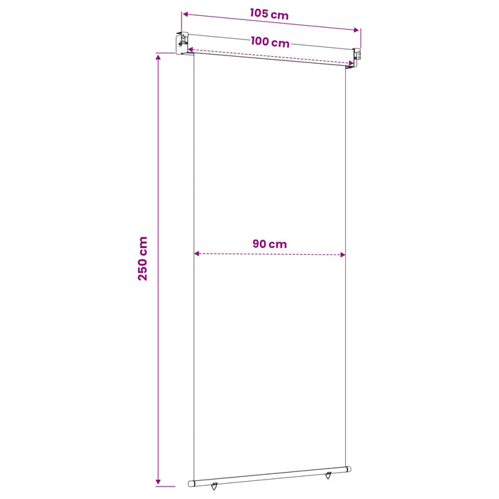Balkon Sideskærm 100 x 250 cm 100% polyester jern stål Gråbrun
