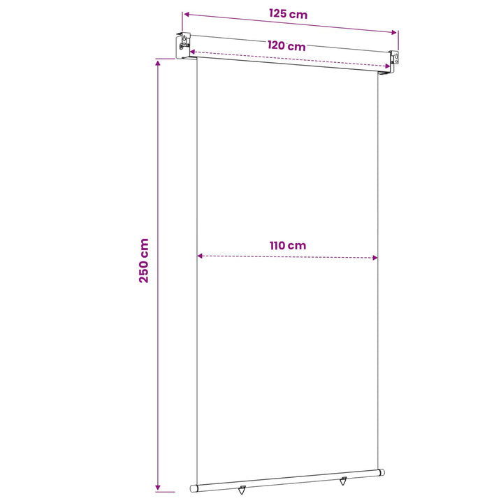 Balkon Sideskærm 117 x 250 cm 100% polyester jern stål Antracit
