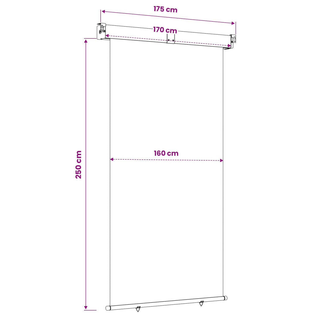 Balkon Sideskærm 170 x 250 cm 100% polyester jern stål Gråbrun