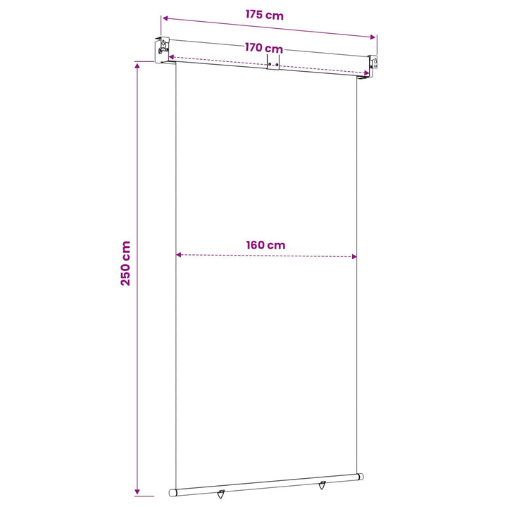 Balkon Sideskærm 170 x 250 cm 100% polyester jern stål Gråbrun