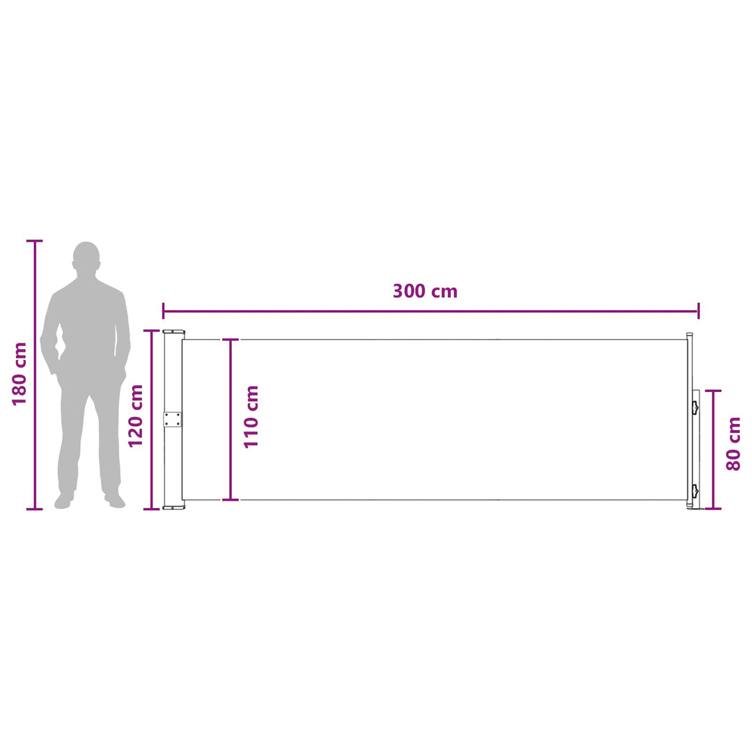 Udtrækkeligt side-markise 120 x 300 cm Polyester Rektangulær