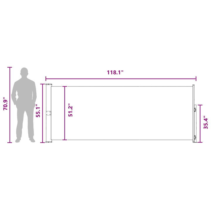 Udtrækkeligt side-markise 140 x 300 cm Polyester Rektangulær
