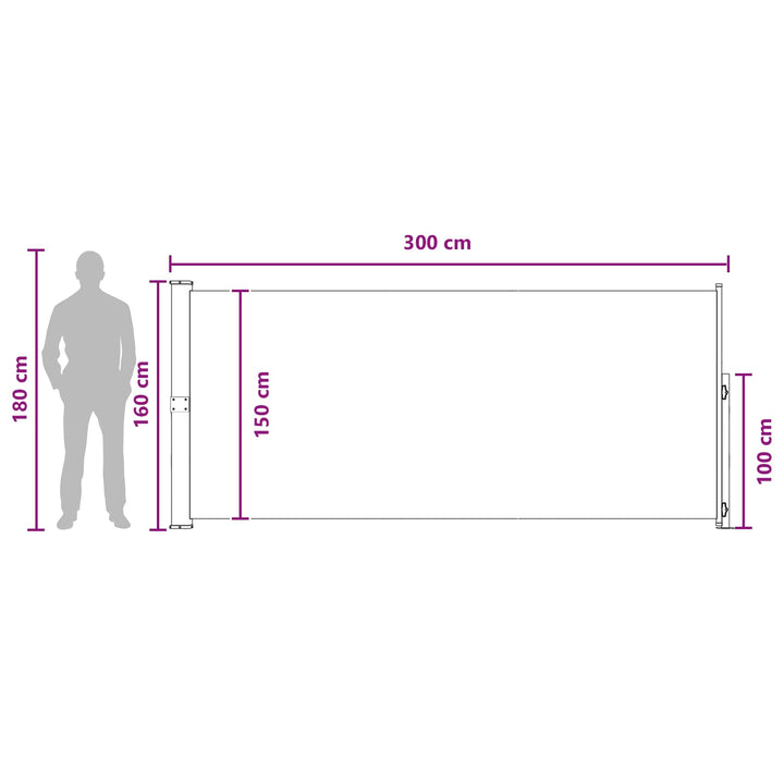 Udtrækkeligt side-markise 160 x 300 cm Polyester Rektangulær