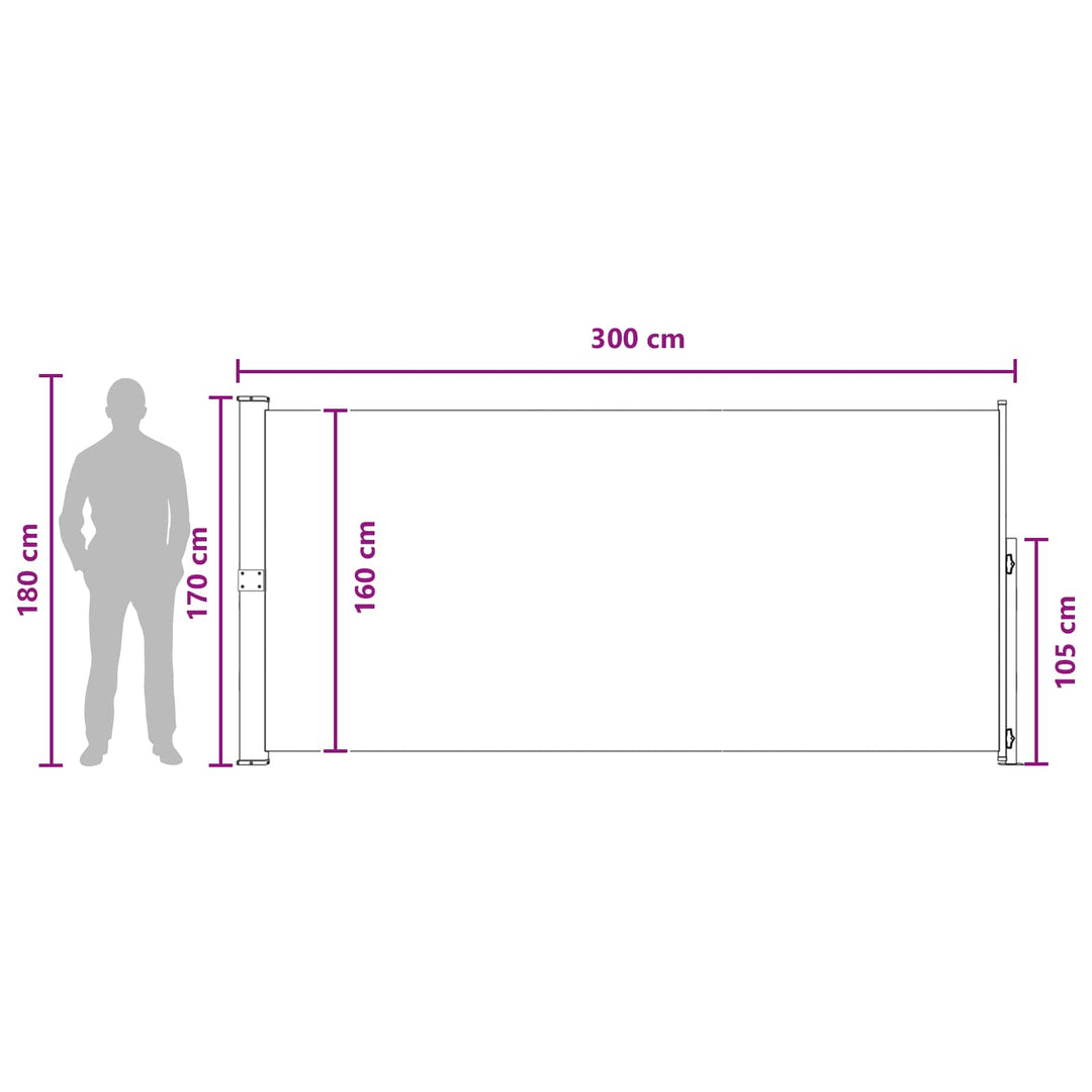 Udtrækkeligt side-markise 170 x 300 cm Polyester Rektangulær
