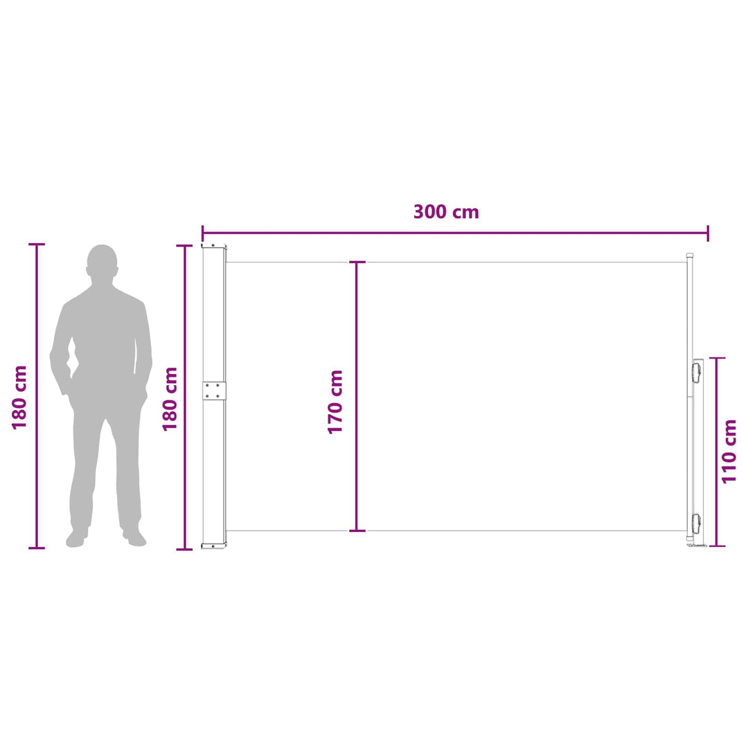 Udtrækkeligt side-markise Gråbrun 300 x 180 cm Polyester