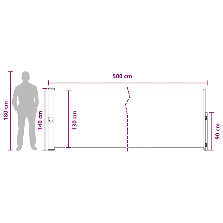 Udtrækkeligt side-markise Beige 500 x 140 cm Polyester