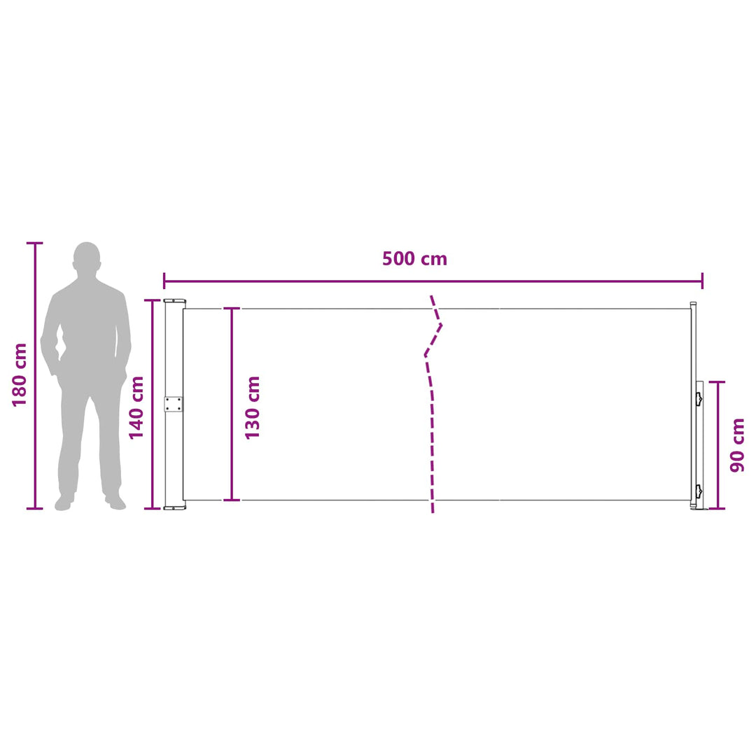 Udtrækkeligt side-markise Antracit 500 x 140 cm Polyester