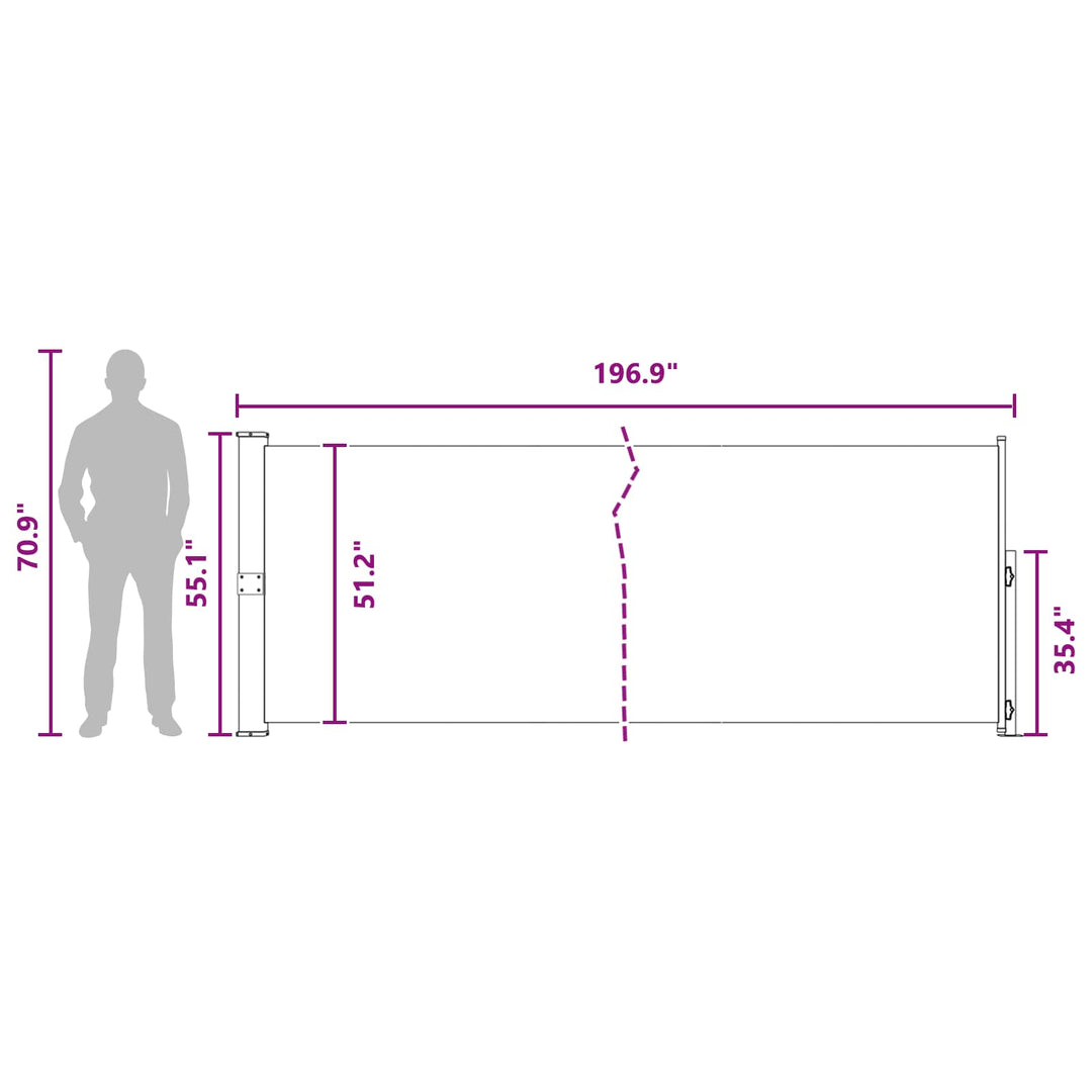 Udtrækkeligt side-markise 140 x 500 cm Polyester Rektangulær
