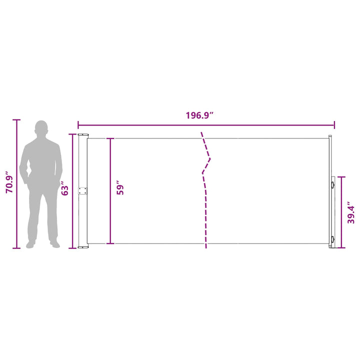 Udtrækkeligt side-markise 160 x 500 cm Polyester Rektangulær