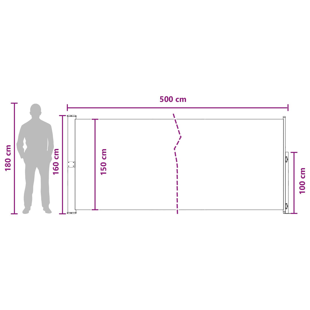 Udtrækkeligt side-markise Antracit 500 x 160 cm Polyester