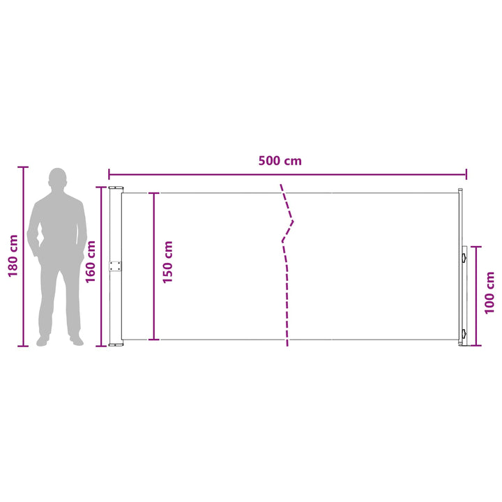 Udtrækkeligt side-markise Antracit 500 x 160 cm Polyester