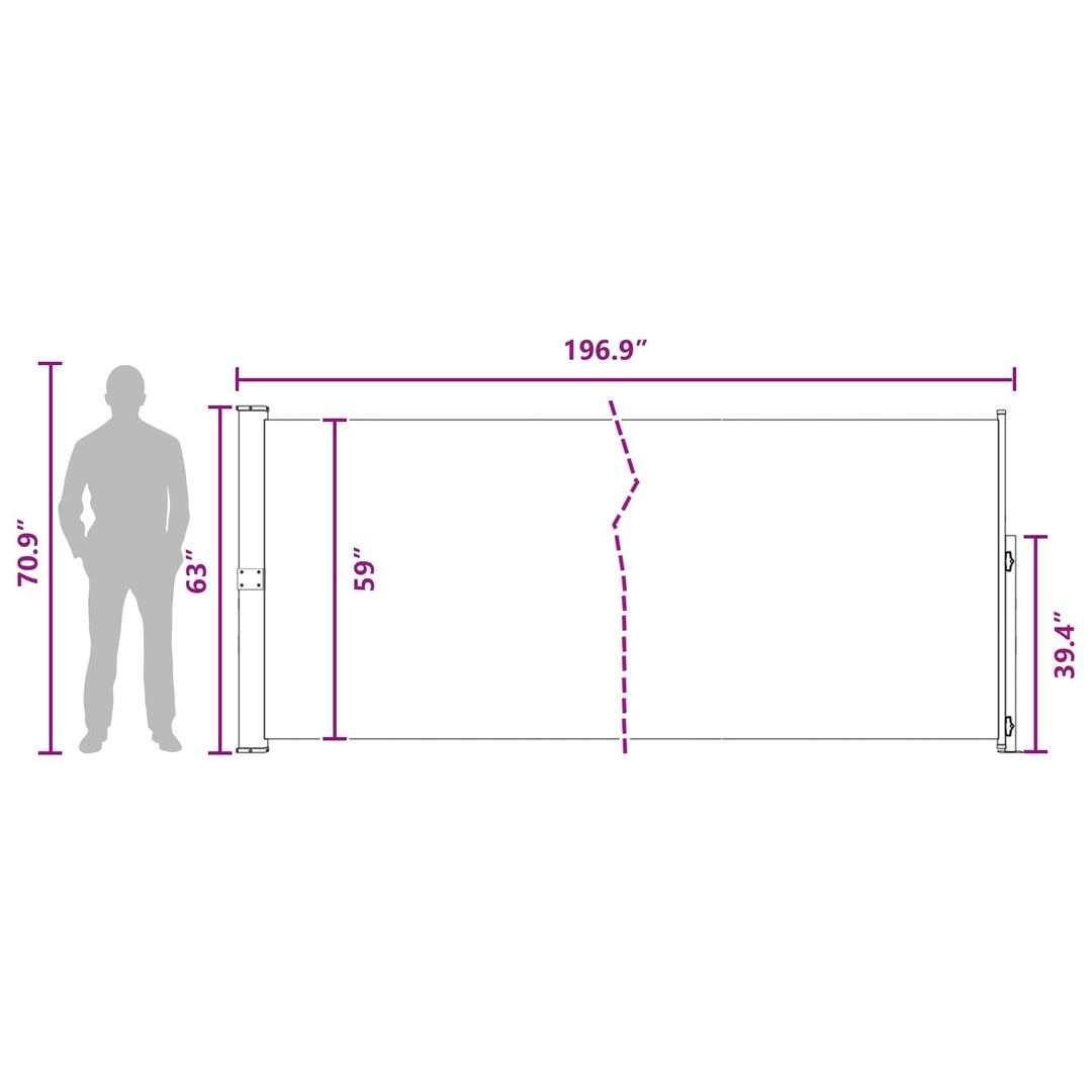Udtrækkeligt side-markise 160 x 500 cm Polyester Rektangulær