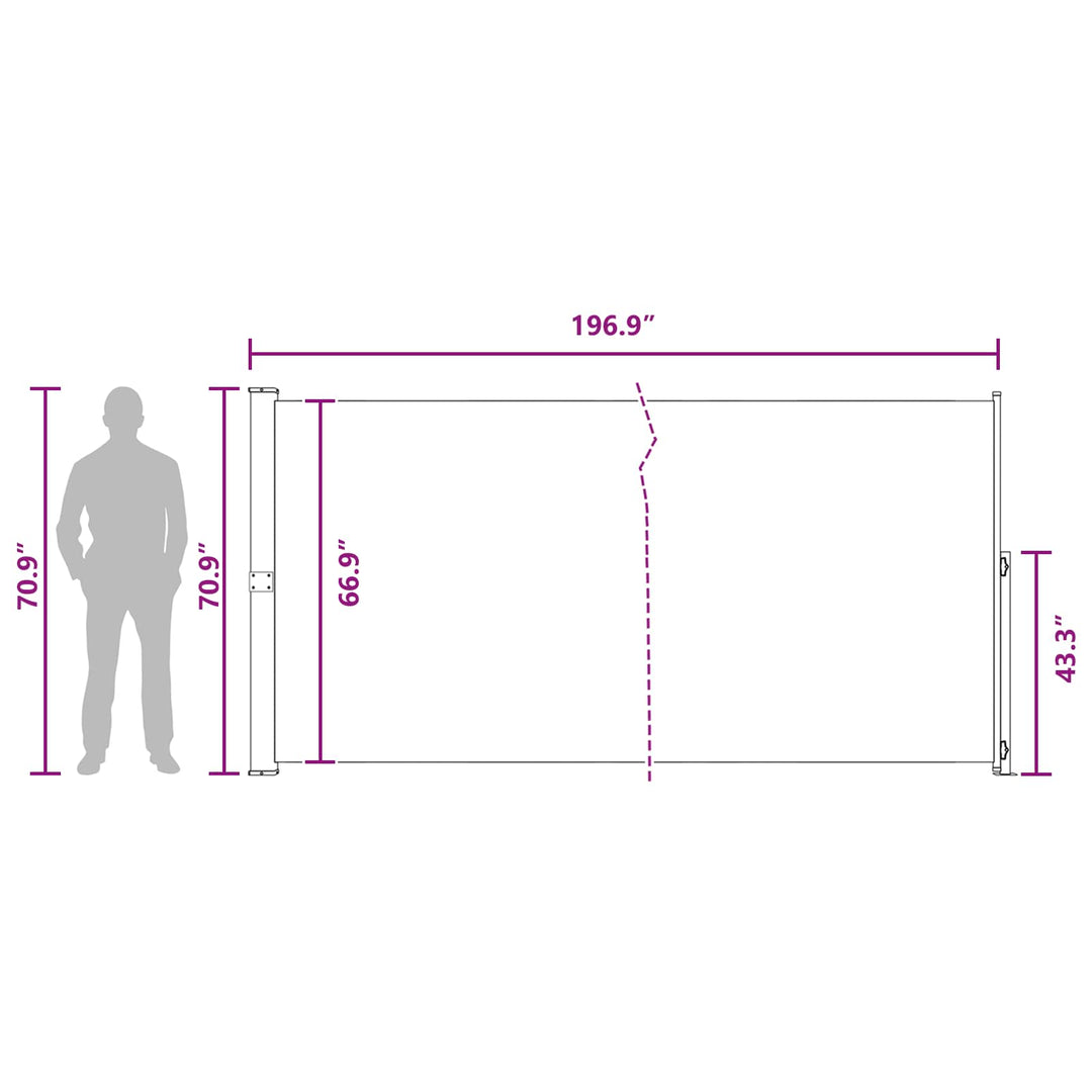 Udtrækkeligt side-markise 180 x 500 cm 100% polyester jern stål