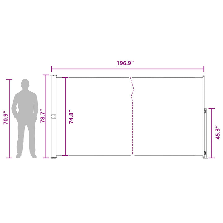 Udtrækkeligt side-markise 200 x 500 cm 100% polyester jern stål