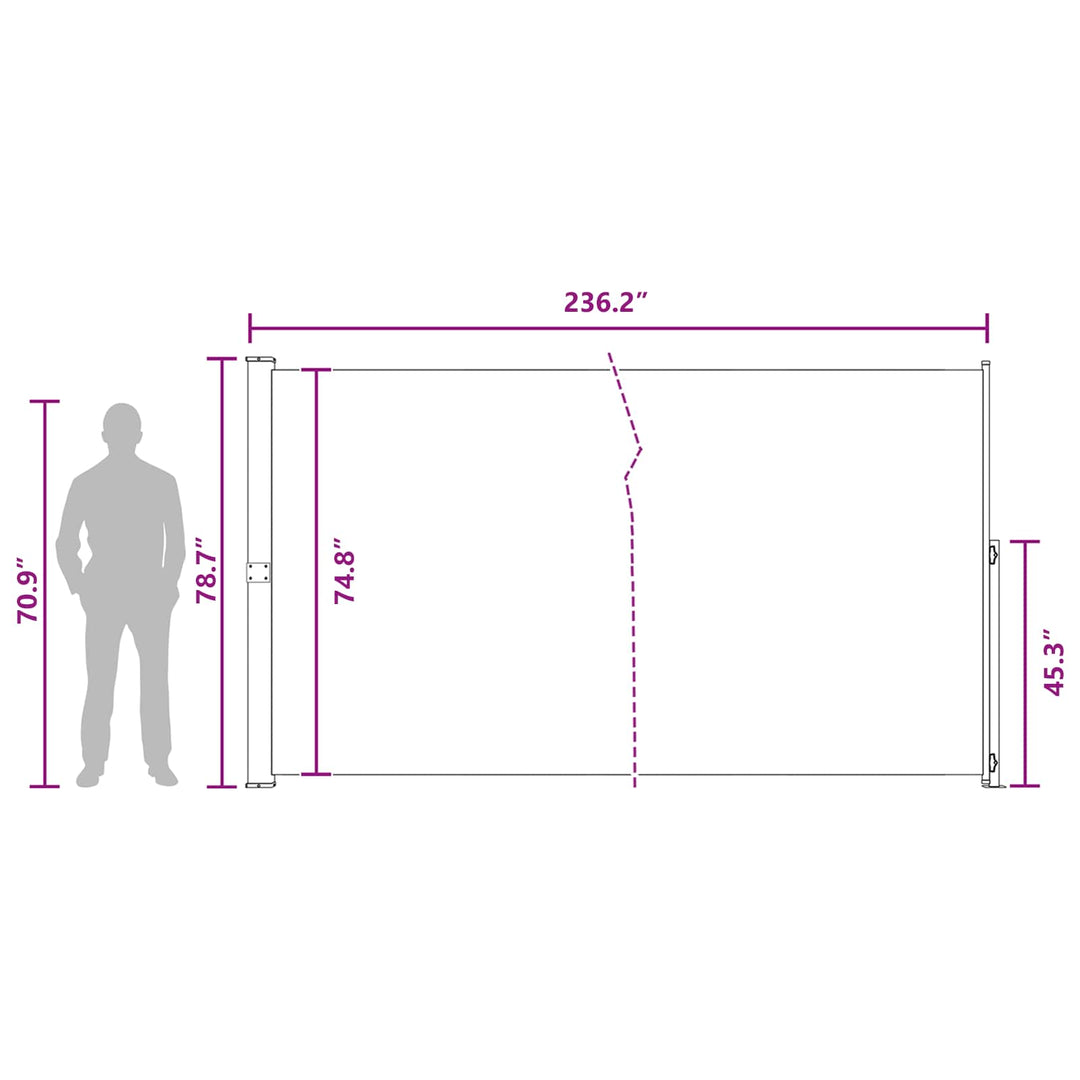 Udtrækkeligt side-markise 200 x 600 cm Polyester Rektangulær