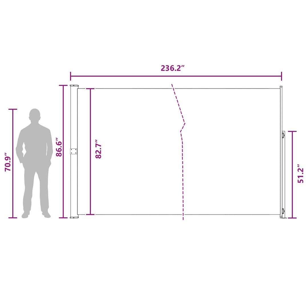 Udtrækkeligt side-markise 220 x 600 cm Polyester Rektangulær
