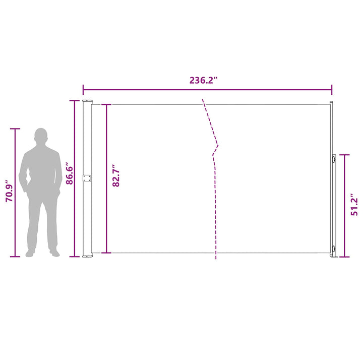 Udtrækkeligt side-markise 220 x 600 cm Polyester Rektangulær