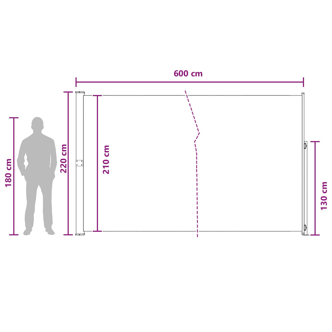 Udtrækkeligt side-markise Antracit 600 x 220 cm Polyester