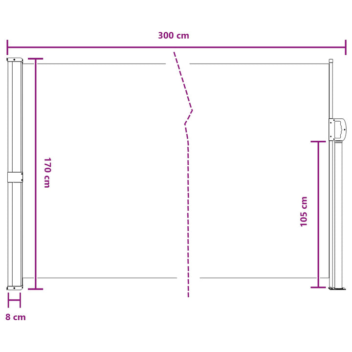 Udtrækkeligt side-markise Cremefarvet 300 x 170 cm Polyester