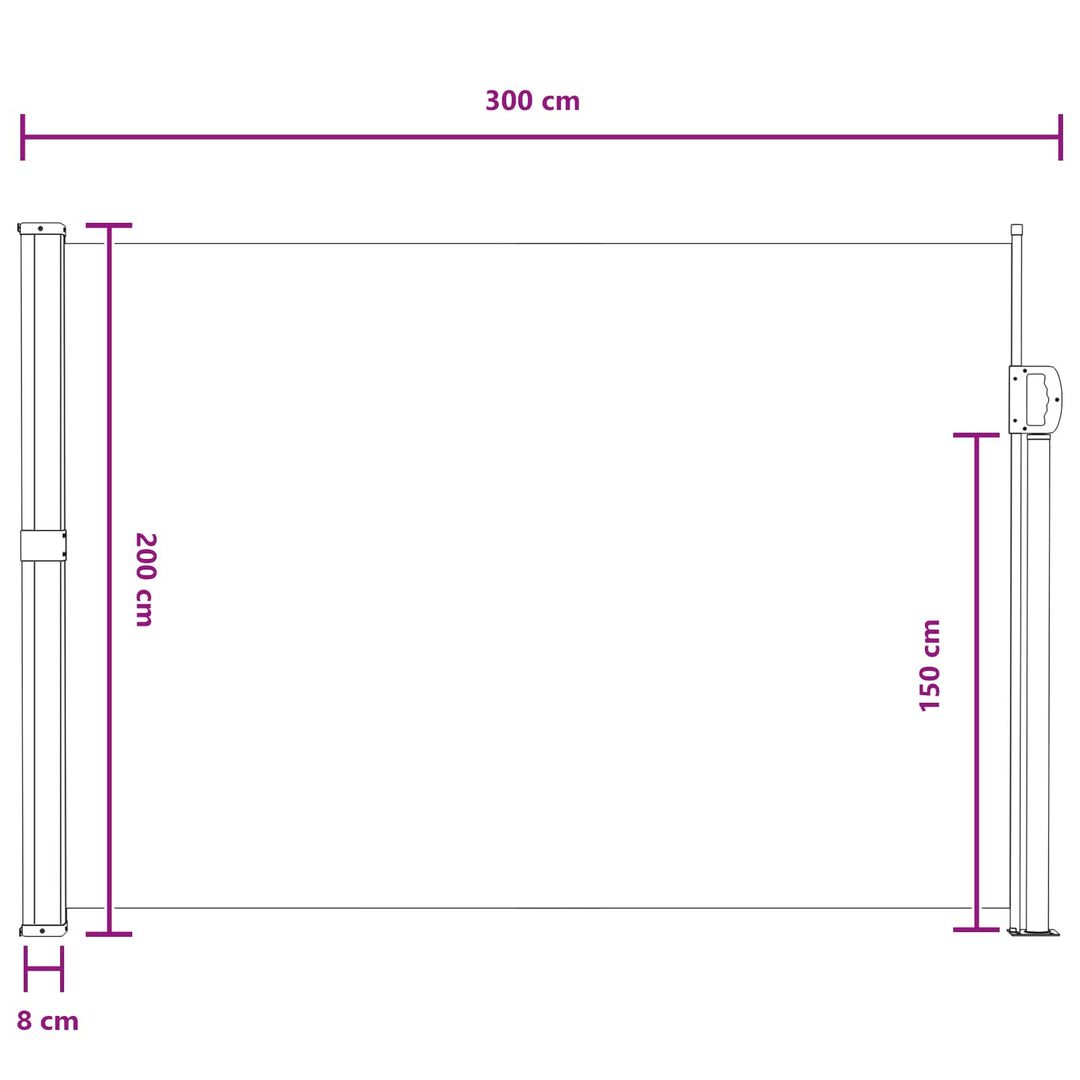 Udtrækkeligt side-markise Sandfarvet 300 x 200 cm Polyester