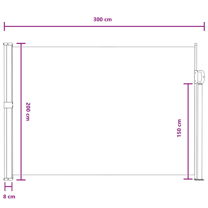 Udtrækkeligt side-markise Sandfarvet 300 x 200 cm Polyester