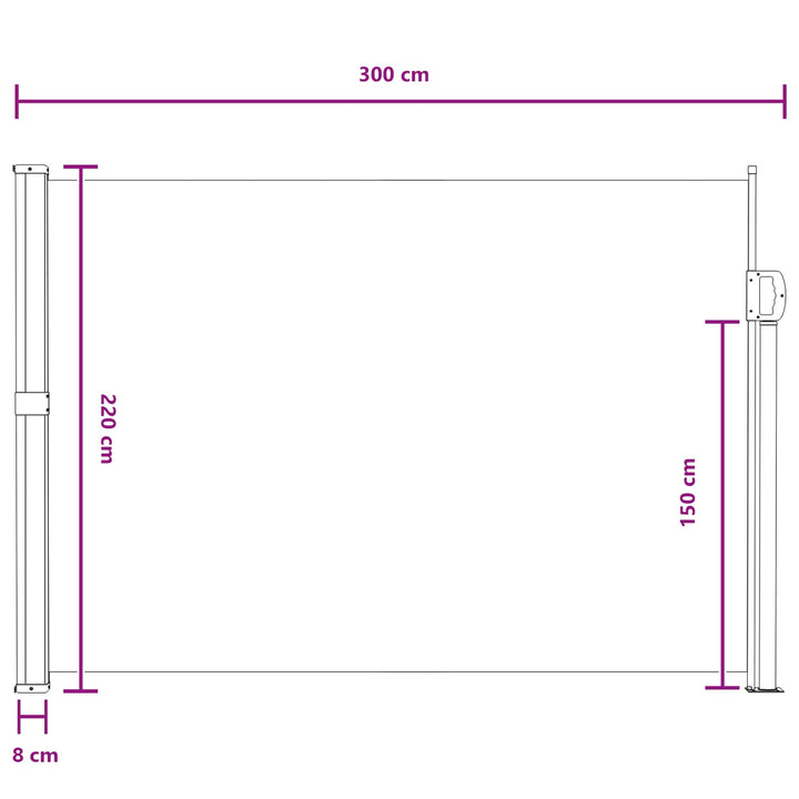 Udtrækkeligt side-markise Sandfarvet 300 x 220 cm Polyester