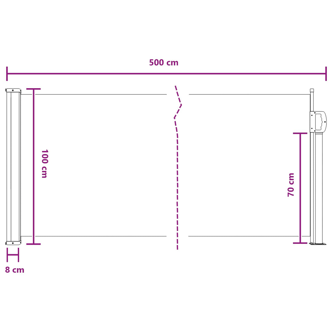 Udtrækkeligt side-markise Sandfarvet 500 x 100 cm Polyester