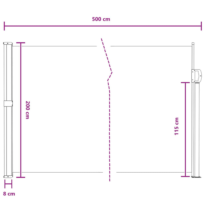 Udtrækkeligt side-markise Sandfarvet 500 x 200 cm Polyester