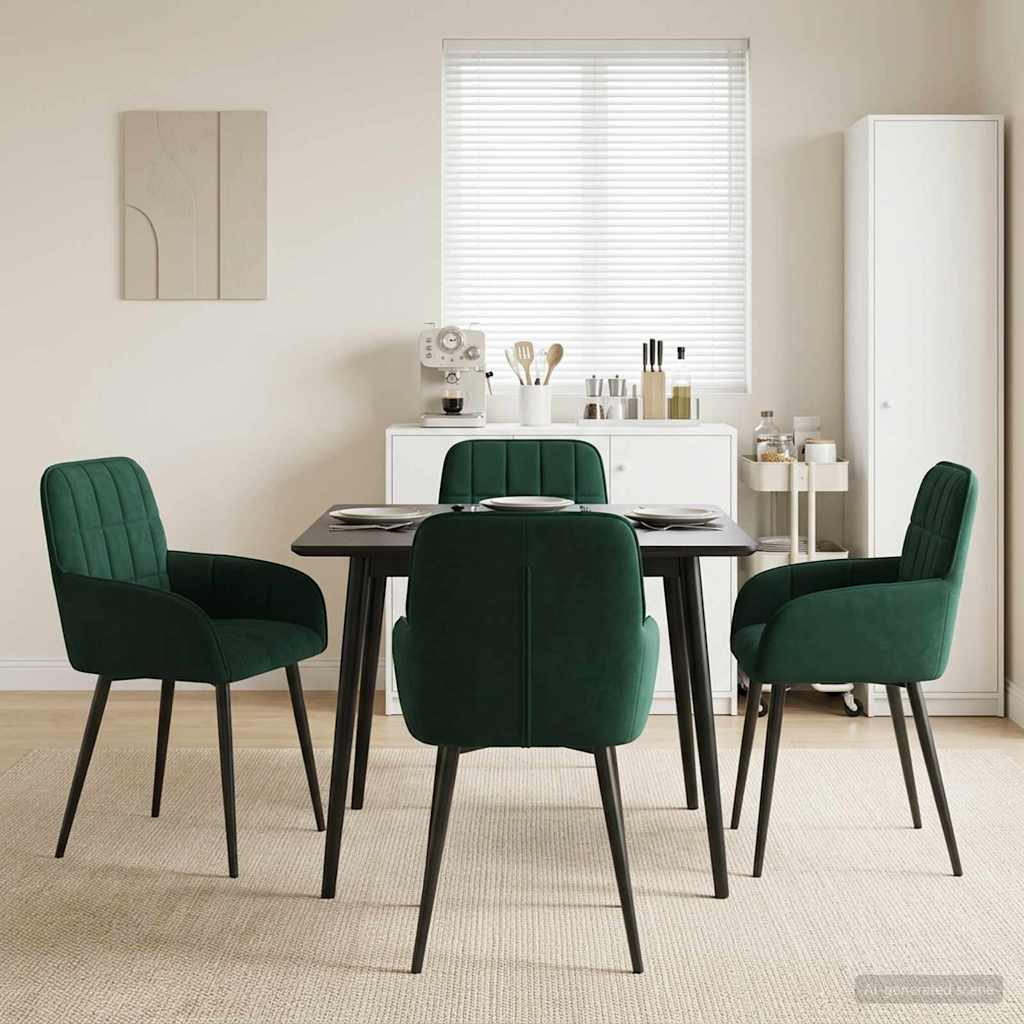 Spisestole 4 pcs Fløjl Mørkegrøn 57 x 50 x 85 cm