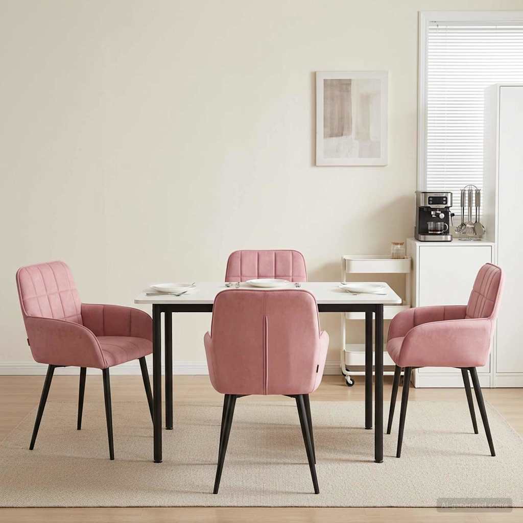 Spisestole 4 pcs Fløjl Lyserød 57 x 50 x 85 cm