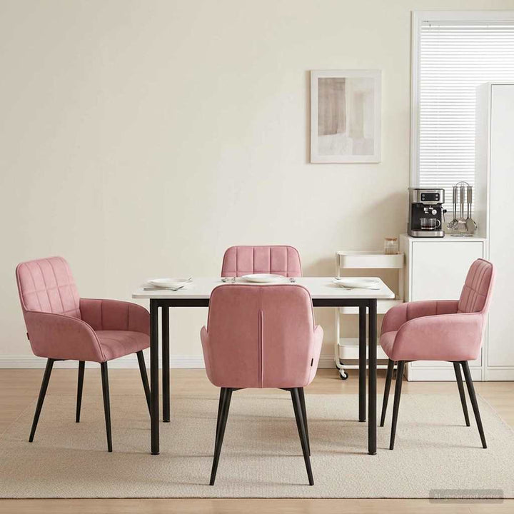 Spisestole 4 pcs Fløjl Lyserød 57 x 50 x 85 cm