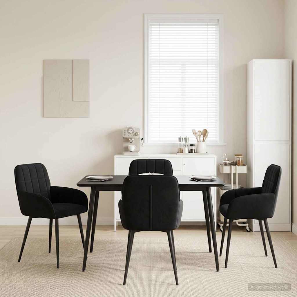 Spisestole 4 pcs Fløjl Sort 57 x 50 x 85 cm