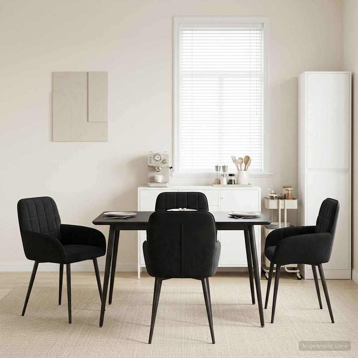 Spisestole 4 pcs Fløjl Sort 57 x 50 x 85 cm
