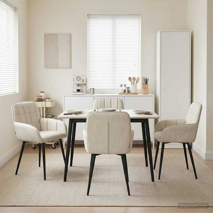 Spisestole 4 pcs Fløjl Cremefarvet 57 x 50 x 85 cm