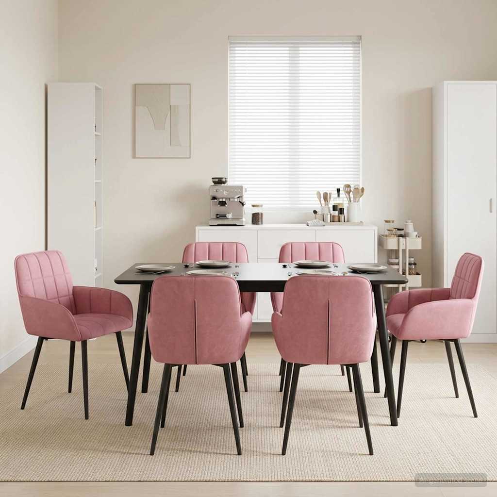 Spisestole 6 pcs Fløjl Lyserød 57 x 50 x 85 cm