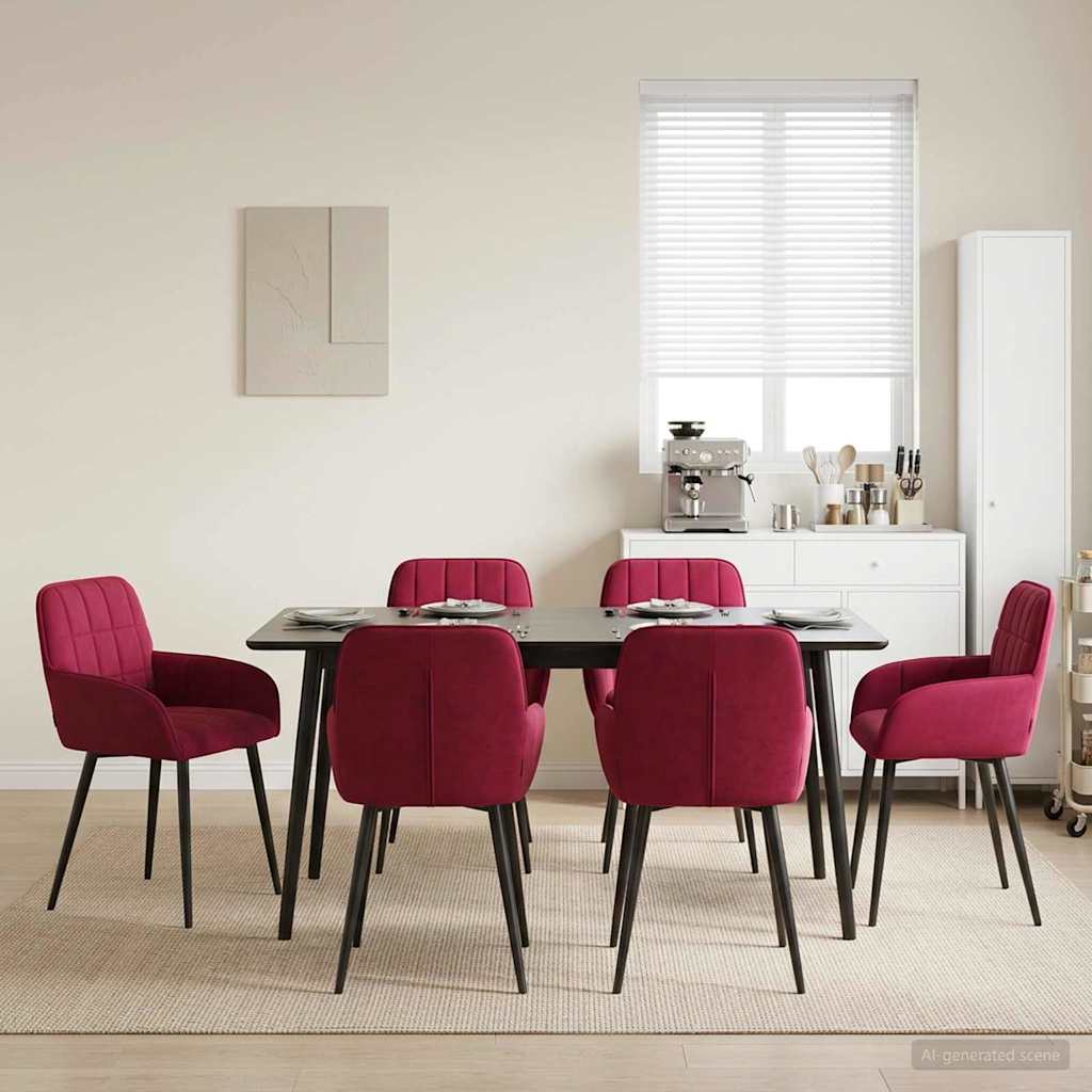Spisestole 6 pcs Fløjl Vinrød 57 x 50 x 85 cm