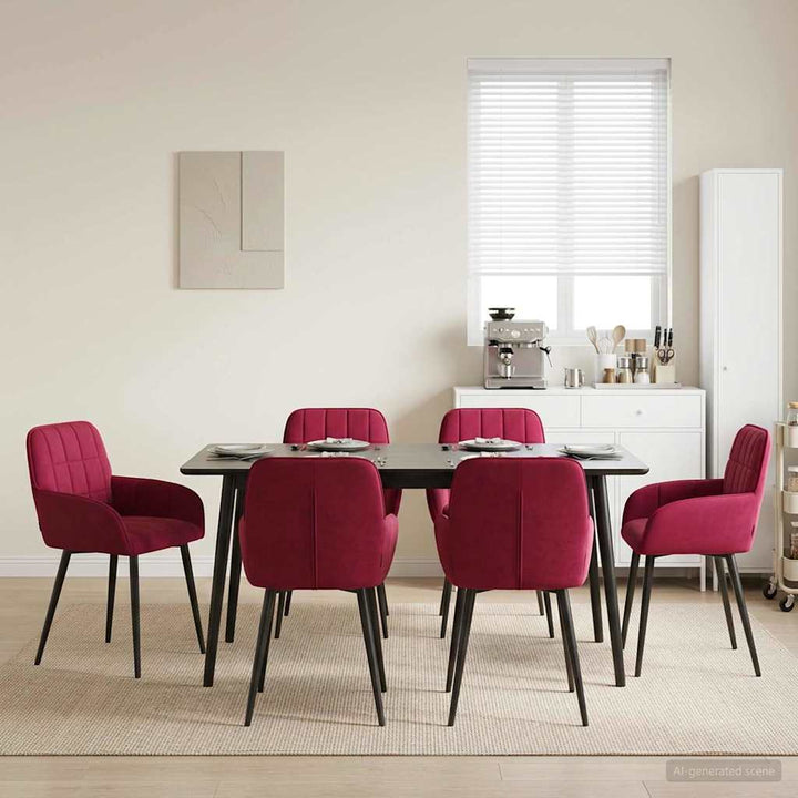 Spisestole 6 pcs Fløjl Vinrød 57 x 50 x 85 cm