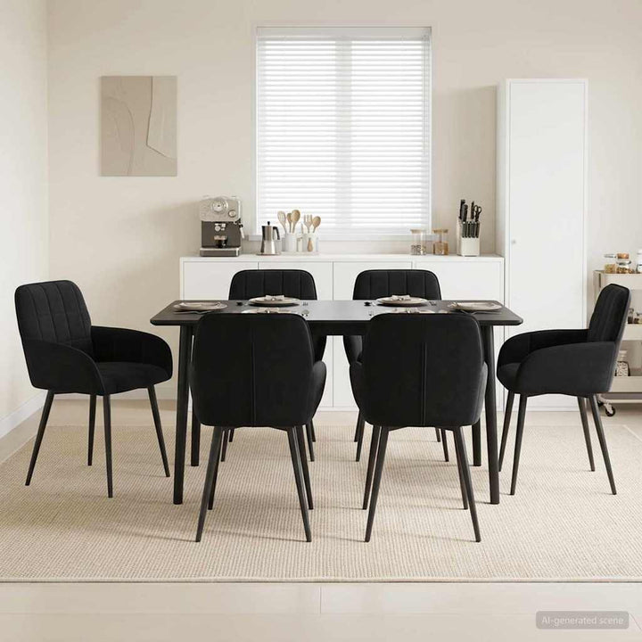 Spisestole 6 pcs Fløjl Sort 57 x 50 x 85 cm