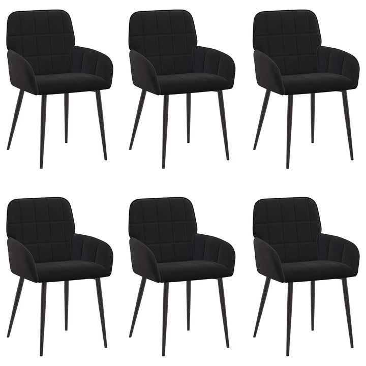 Spisestole 6 pcs Fløjl Sort 57 x 50 x 85 cm
