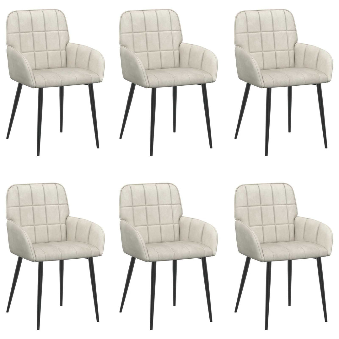 Spisestole 6 pcs Fløjl Cremefarvet 57 x 50 x 85 cm