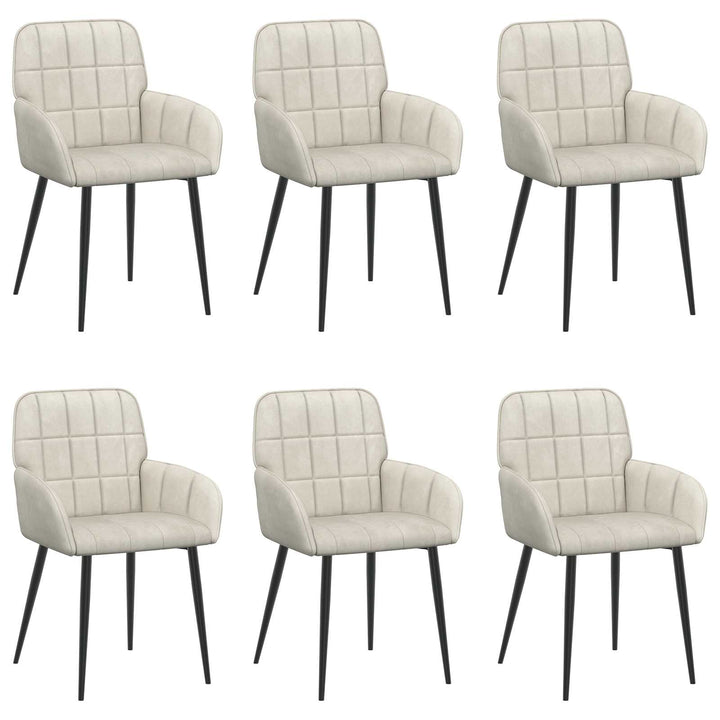 Spisestole 6 pcs Fløjl Cremefarvet 57 x 50 x 85 cm