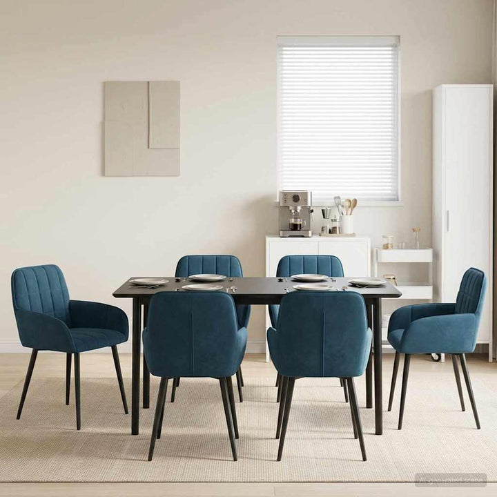 Spisestole 6 pcs Fløjl Blå 57 x 50 x 85 cm