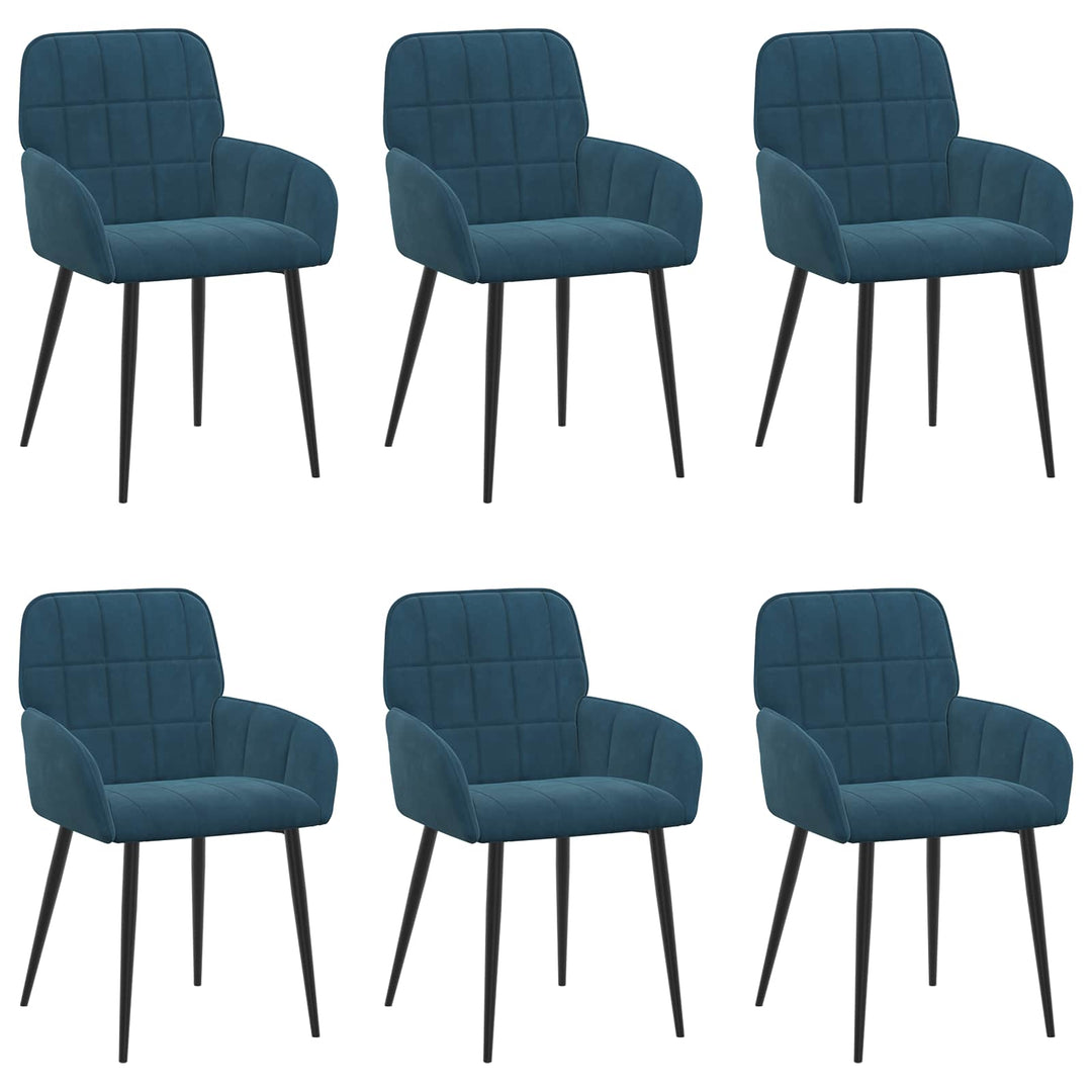 Spisestole 6 pcs Fløjl Blå 57 x 50 x 85 cm