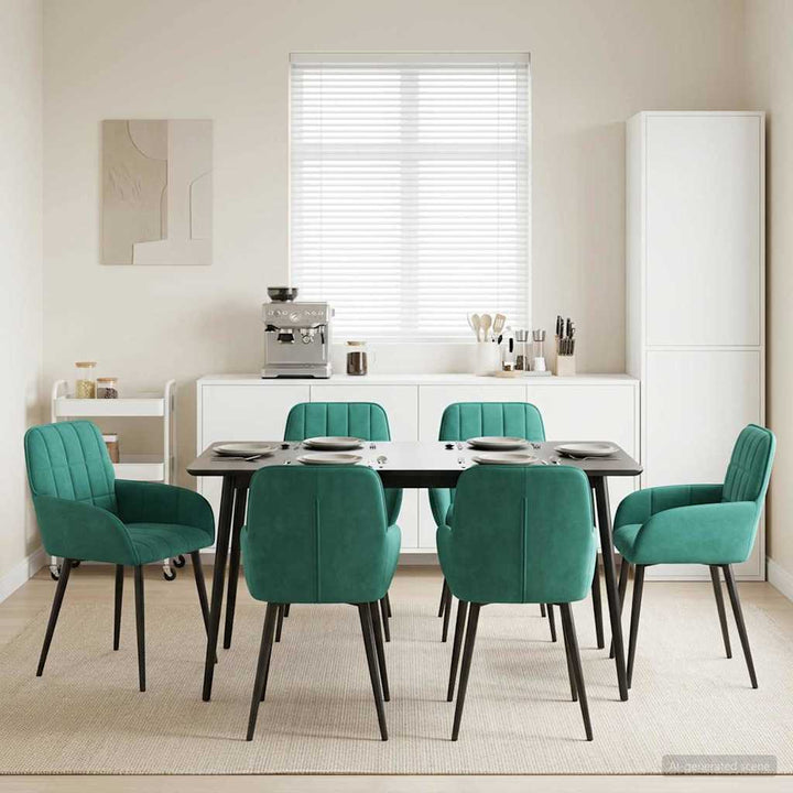 Spisestole 6 pcs Fløjl Turkis 57 x 50 x 85 cm