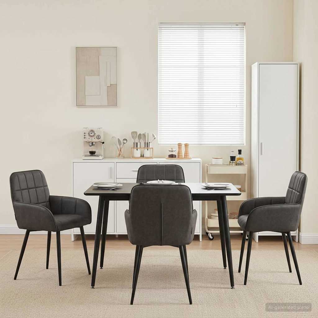 Spisestole 4 pcs Kunstlæder Sort 57 x 50 x 85 cm